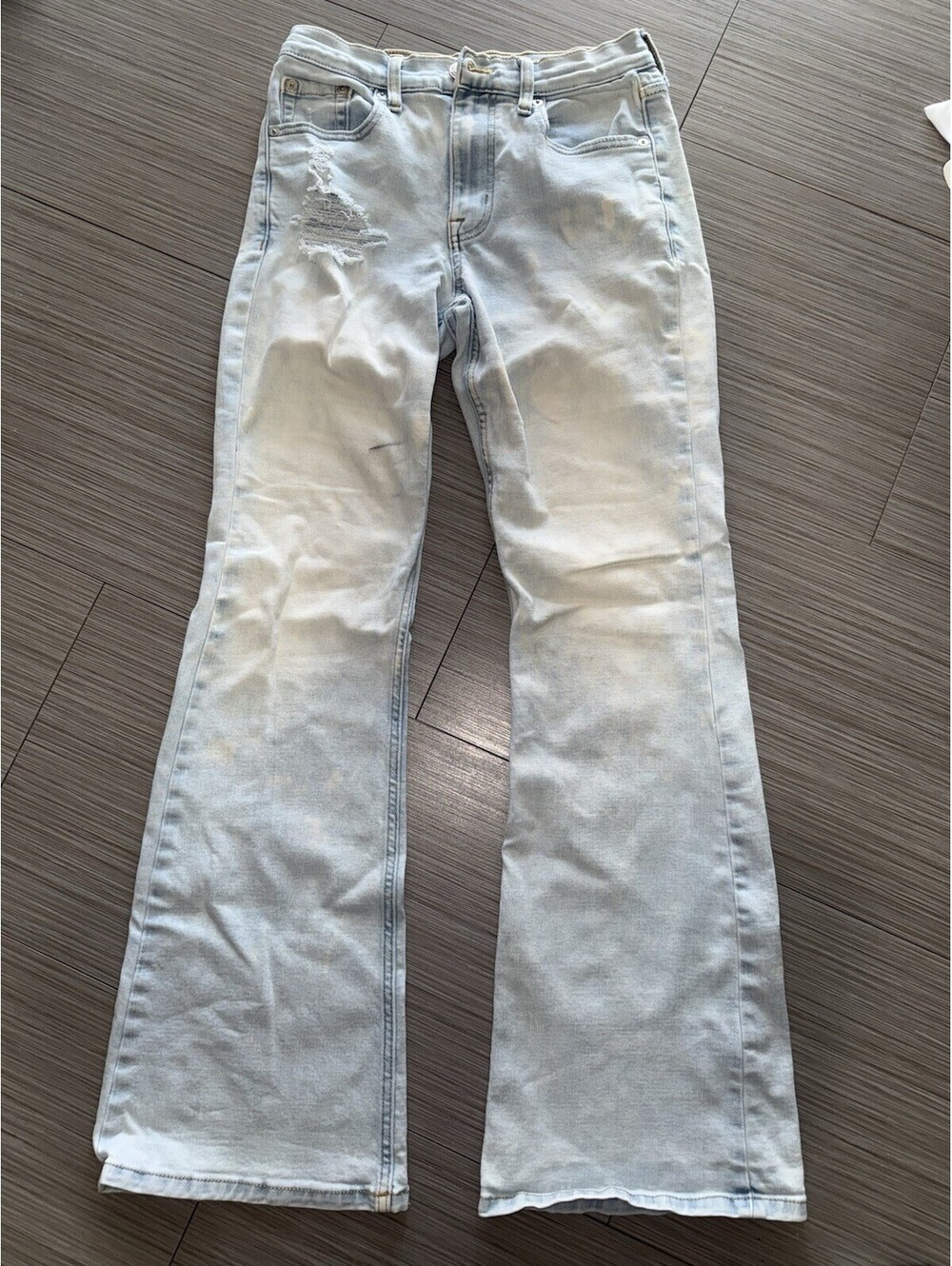 Aeropostale High Rise Flare Jeans Womens 6 Light Wash Distressed Stretch Y2K